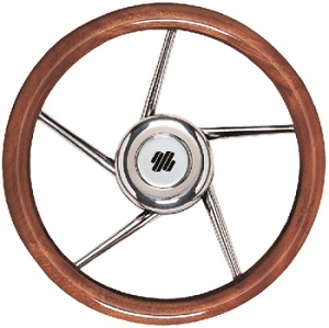 Uflex 5 Spoke S/S Wheel w/Mahogany grip-13.8