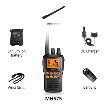 Uniden MHS75 Handheld VHF Radio w/12V DC Charger